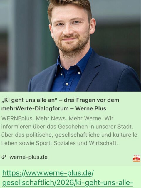 Herzliche Einladung an jeden Interessierten. Wir freuen uns! Um Anmeldung wird gebeten unter info@mehrwerte-werne.de !